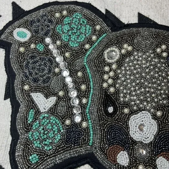 Pink & Silver Fashion Boho-Chic One Of A Kind Levi's Hand Beaded M Denim Jacket - Picture 5 of 16